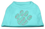 Holiday Paw Rhinestone Shirts Baby Blue XS (8)