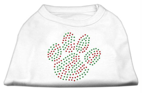 Holiday Paw Rhinestone Shirts White XS (8)