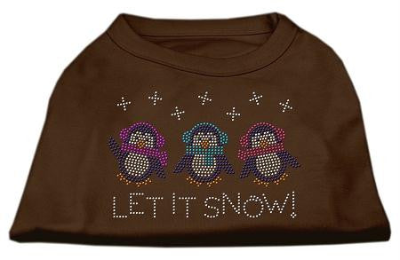 Let It Snow Penguins Rhinestone Shirt Brown Lg (14)