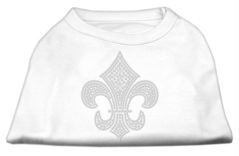 Silver Fleur de lis Rhinestone Shirts White L (14)