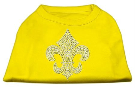 Silver Fleur de Lis Rhinestone Shirts Yellow Sm (10)