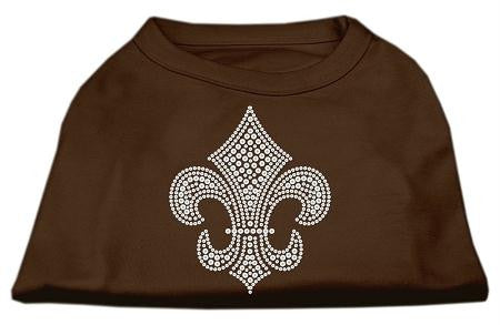 Silver Fleur de Lis Rhinestone Shirts Brown XL (16)