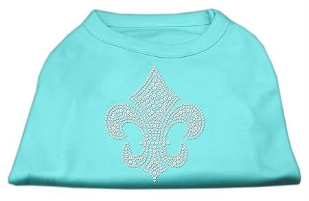 Silver Fleur de lis Rhinestone Shirts Aqua XS (8)