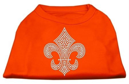 Silver Fleur de Lis Rhinestone Shirts Orange XS (8)