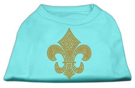 Gold Fleur De Lis Rhinestone Shirts Aqua L (14)