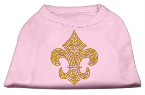 Gold Fleur De Lis Rhinestone Shirts Light Pink L (14)