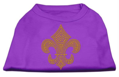 Gold Fleur De Lis Rhinestone Shirts Purple L (14)