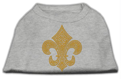 Gold Fleur De Lis Rhinestone Shirts Grey M (12)