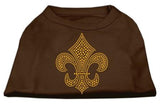 Gold Fleur de Lis Rhinestone Shirts Brown Sm (10)