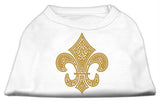 Gold Fleur De Lis Rhinestone Shirts White XL (16)