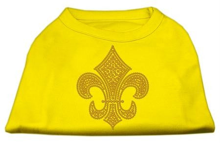 Gold Fleur de Lis Rhinestone Shirts Yellow XL (16)