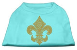 Gold Fleur De Lis Rhinestone Shirts Aqua XS (8)