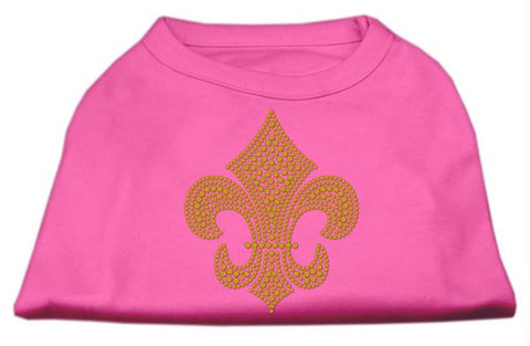 Gold Fleur De Lis Rhinestone Shirts Bright Pink XS (8)