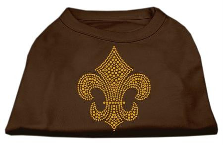 Gold Fleur de Lis Rhinestone Shirts Brown XS (8)