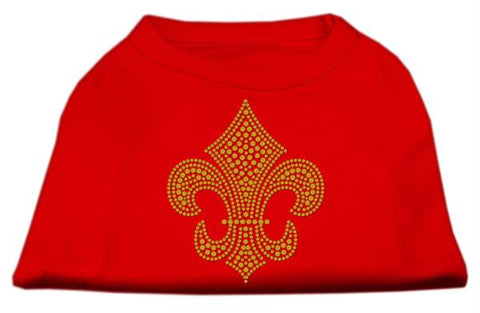 Gold Fleur De Lis Rhinestone Shirts Red XS (8)