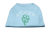 Four Leaf Clover Outline Rhinestone Shirts Baby Blue L (14)