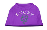 Four Leaf Clover Outline Rhinestone Shirts Purple L (14)