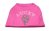 Four Leaf Clover Outline Rhinestone Shirts Bright Pink S (10)