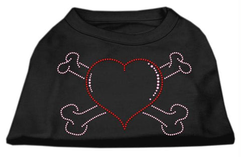 Heart and Crossbones Rhinestone Shirts Black L (14)