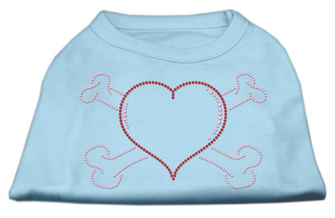 Heart and Crossbones Rhinestone Shirts Baby Blue M (12)