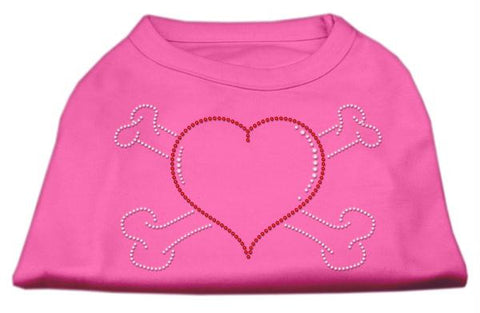 Heart and Crossbones Rhinestone Shirts Bright Pink S (10)