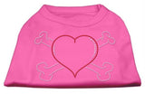 Heart and Crossbones Rhinestone Shirts Bright Pink XL (16)