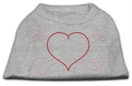 Heart and Crossbones Rhinestone Shirts Grey XL (16)