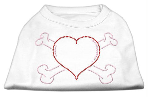 Heart and Crossbones Rhinestone Shirts White XS (8)