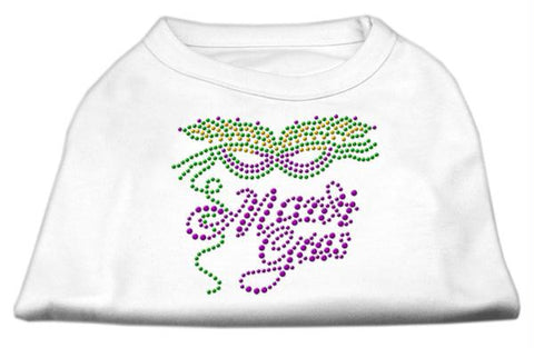 Mardi Gras Rhinestud Shirt White L (14)