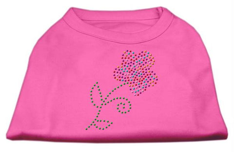 Multi-Colored Flower Rhinestone Shirt Bright Pink M (12)