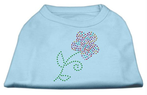 Multi-Colored Flower Rhinestone Shirt Baby Blue XS (8)