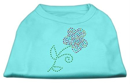 Multi-Colored Flower Rhinestone Shirt Aqua XXXL(20)