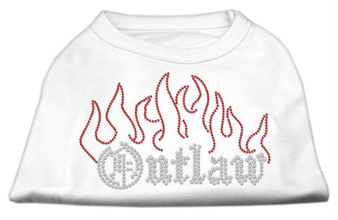 Outlaw Rhinestone Shirts White L (14)