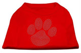 Clear Rhinestone Paw Shirts Red L (14)