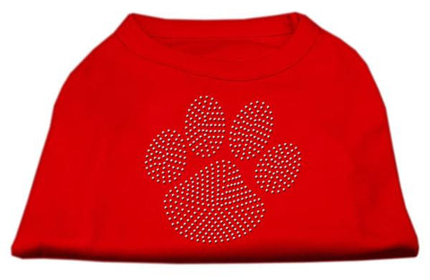 Clear Rhinestone Paw Shirts Red XL (16)