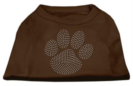 Clear Rhinestone Paw Shirts Brown XS (8)