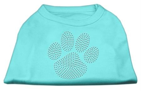 Clear Rhinestone Paw Shirts Aqua XXXL(20)