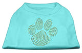 Gold Paw Rhinestud Shirt Aqua L (14)