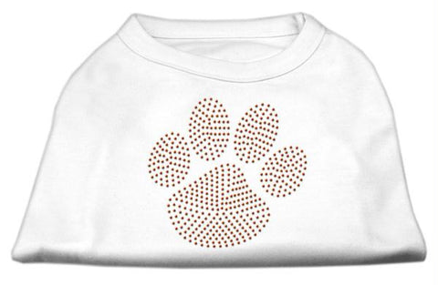 Orange Paw Rhinestud Shirts White L (14)