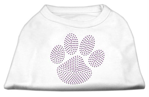 Purple Paw Rhinestud Shirts White L (14)