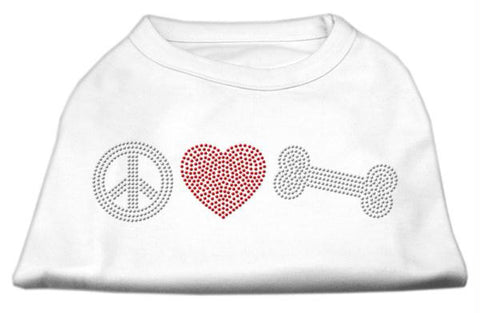 Peace Love and Bone Rhinestone Shirt White L (14)