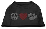 Peace Love and Paw Rhinestone Shirt Black L (14)