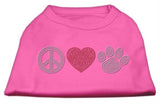 Peace Love and Paw Rhinestone Shirt Bright Pink L (14)