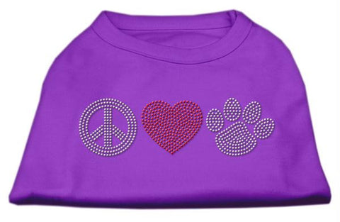 Peace Love and Paw Rhinestone Shirt Purple L (14)