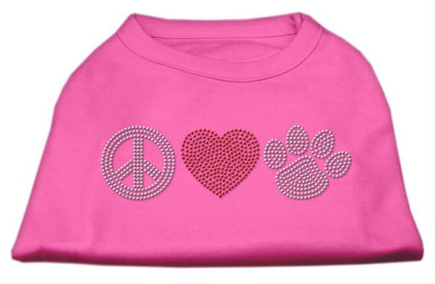 Peace Love and Paw Rhinestone Shirt Bright Pink M (12)