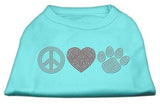 Peace Love and Paw Rhinestone Shirt Aqua XL (16)