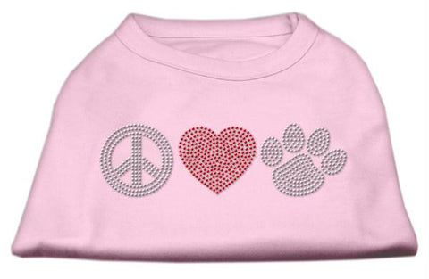 Peace Love and Paw Rhinestone Shirt Light Pink XXL (18)