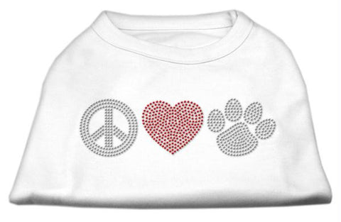 Peace Love and Paw Rhinestone Shirt White XXL (18)