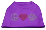 Peace Love and Paw Rhinestone Shirt Purple XXXL(20)