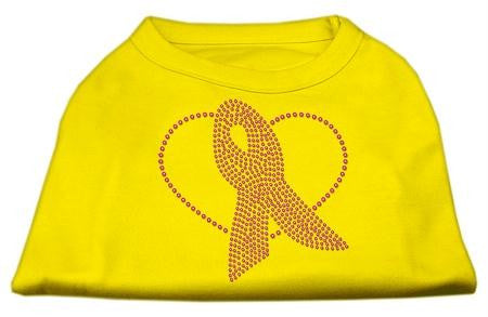 Pink Ribbon Rhinestone Shirts Yellow Lg (14)